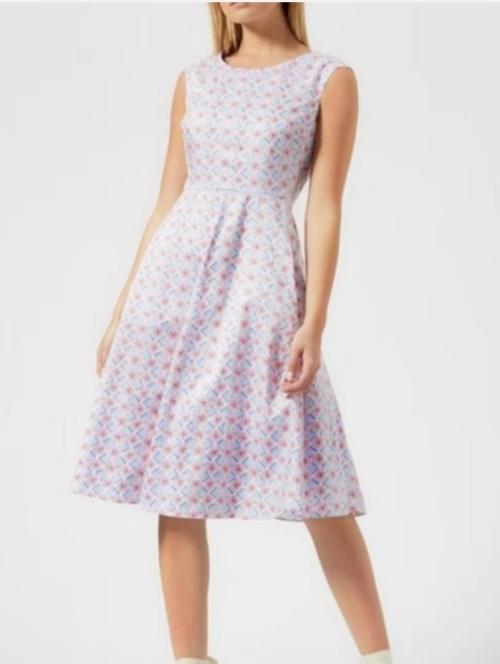 Joules Amelie Fit & Flare Sleeveless Cotton Sundress With Pockets Women's 14